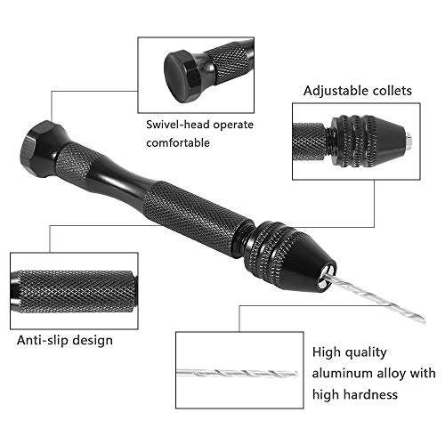 ODOMY 57pcs Pin Vise Hand Drill Bits Mini Hand Drill Rotary Tool,4...