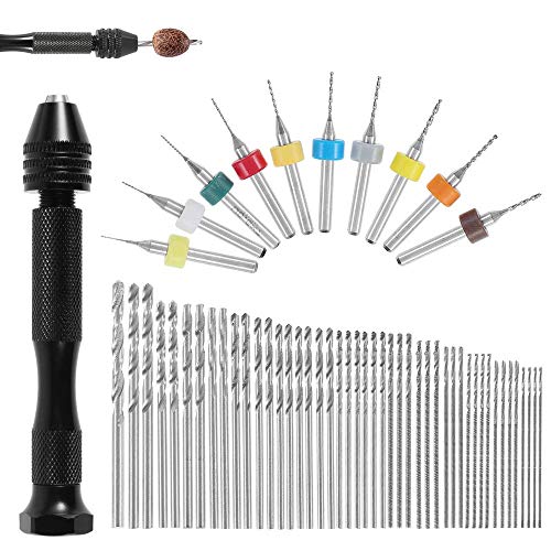ODOMY 57pcs Pin Vise Hand Drill Bits Mini Hand Drill Rotary Tool,4...