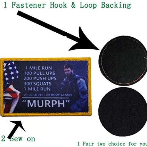 Murph Embroidery Patches, 4 Pieces Custom Personalized Military Ba...