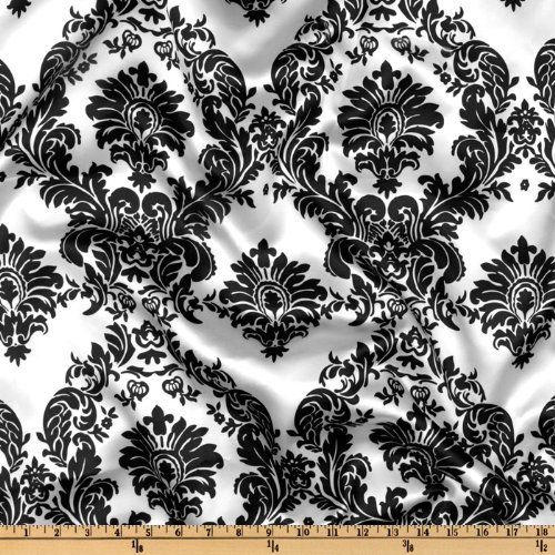 1 X Taffeta Fabric Flocked Damask By The Yard - 58 Wide - Black ...