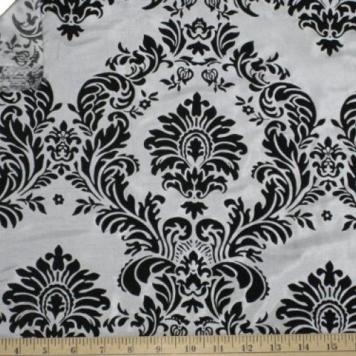 1 X Taffeta Fabric Flocked Damask By The Yard - 58 Wide - Black ...