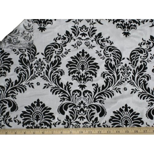 1 X Taffeta Fabric Flocked Damask By The Yard - 58 Wide - Black ...