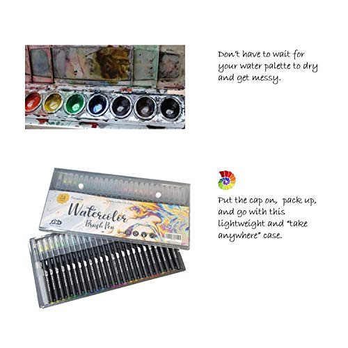 24 Watercolor Brush Pens + 1 Water Brush Pen for Blending – Real N...
