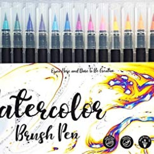24 Watercolor Brush Pens + 1 Water Brush Pen for Blending – Real N...