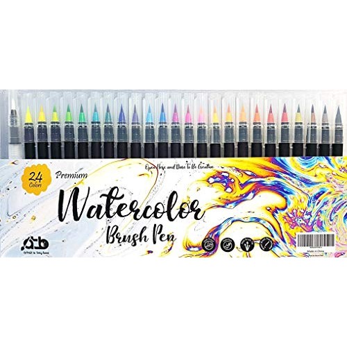24 Watercolor Brush Pens + 1 Water Brush Pen for Blending – Real N...