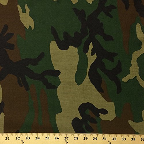 Camouflage Print Fabric Cotton Polyester Broadcloth Camo by The Ya...