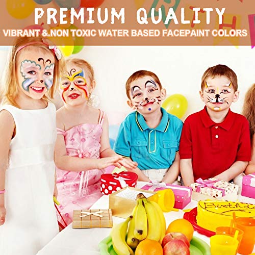 Face Paint Kit for Kids - 32 Stencils, 24 Large Water Based Paints...