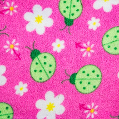 Green Lady Bug on Pink Anti Pill Animal Theme Fleece Fabric, 60” I...