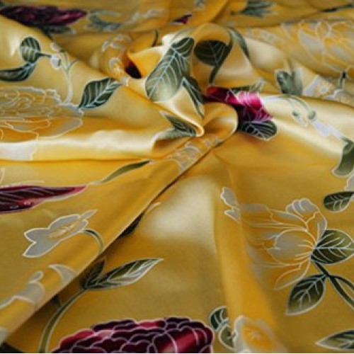 Maxfeel 100% Pure Mulberry Silk Charmuse Floral Fabric 45 Wide for...