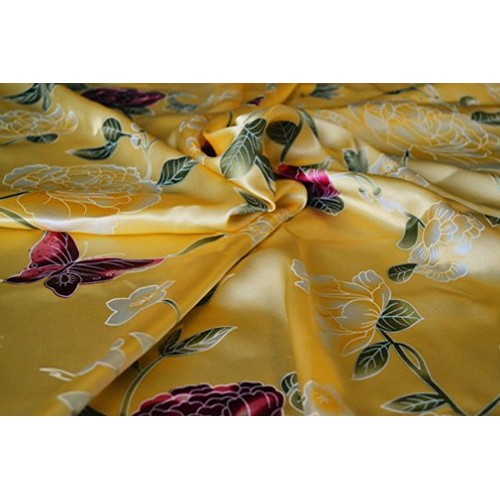 Maxfeel 100% Pure Mulberry Silk Charmuse Floral Fabric 45 Wide for...