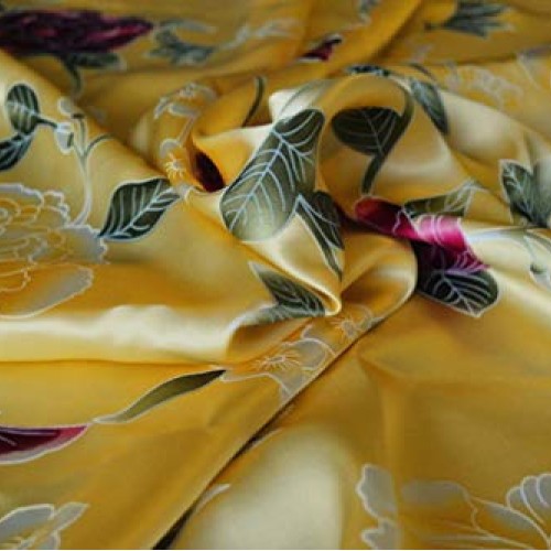 Maxfeel 100% Pure Mulberry Silk Charmuse Floral Fabric 45 Wide for...