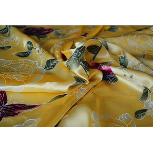 Maxfeel 100% Pure Mulberry Silk Charmuse Floral Fabric 45 Wide for...