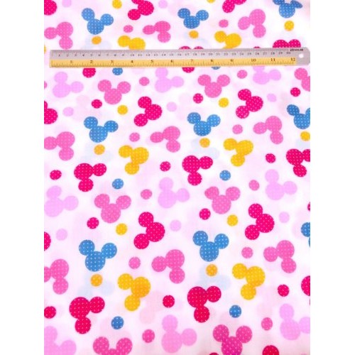 Multi Color Mickey Mouse Polka Dot Print Fabric BTY