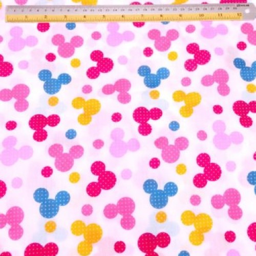 Multi Color Mickey Mouse Polka Dot Print Fabric BTY