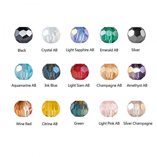 Novborcz 4mm Round Glass Beads for Jewelry Making AB Color 1500Pcs...