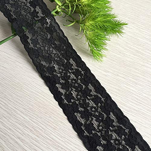 Olive Lace 2.5 inches Wide 10 Yards Black Stretchy lace Ribbon Ela...