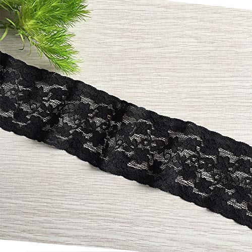 Olive Lace 2.5 inches Wide 10 Yards Black Stretchy lace Ribbon Ela...