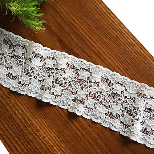 Olive Lace 2.5 inches Wide 10 Yards White Stretchy lace Ribbon Ela...