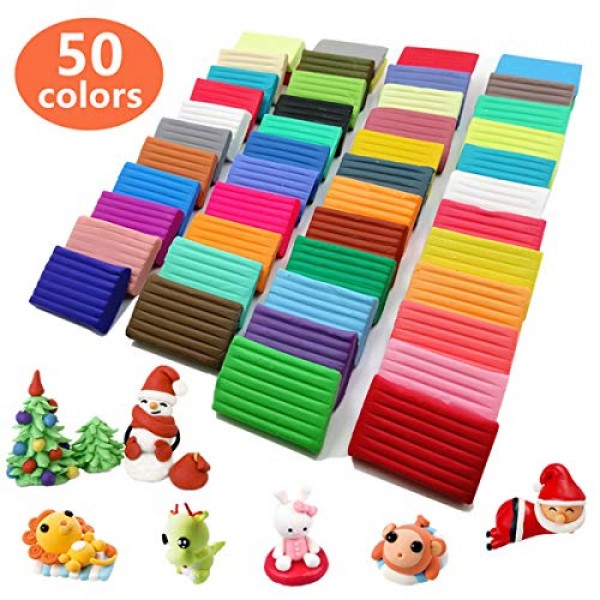 Polymer Clay, BYWORLD 50 Colors Modeling Clay for Kids with Acryli...