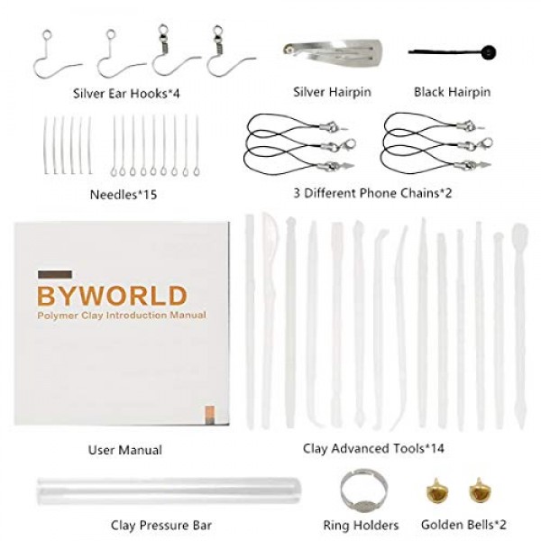 Polymer Clay, BYWORLD 50 Colors Modeling Clay for Kids with Acryli...