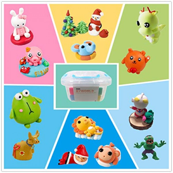 Polymer Clay, BYWORLD 50 Colors Modeling Clay for Kids with Acryli...