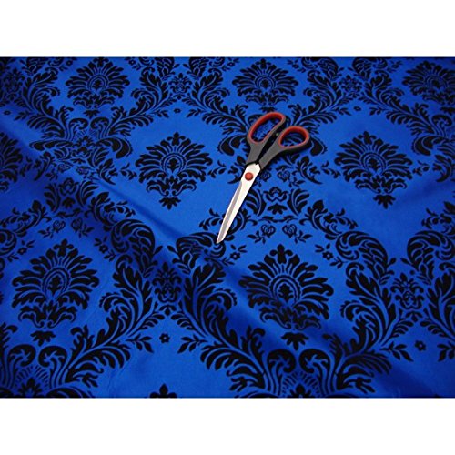Ship from USA 15 Yards Royal Blue Black Flocking Damask Taffeta ...