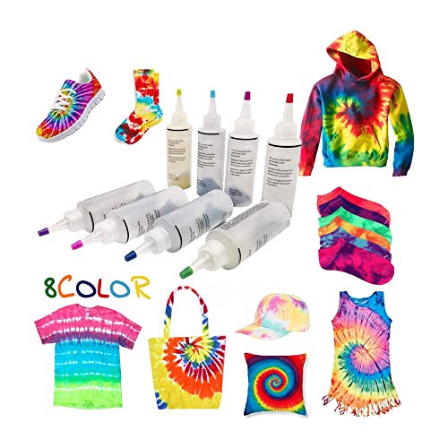 Tie Dye Kits, 5/6/8/10 Colors Tie-Dye Kit Fabric Textile Paints Co...