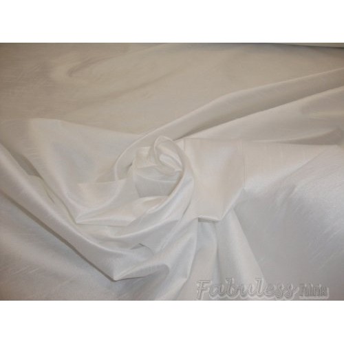 White Shantung Dupioni Faux Silk Fabric Per Yard