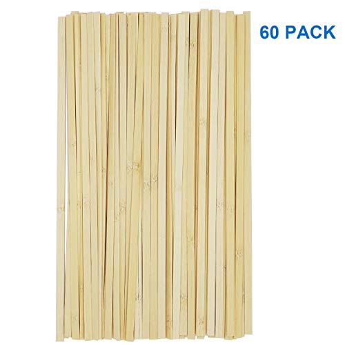 Worown 60 pcs 15.7 Inch Strong Natural Bamboo Sticks, Wooden Craft...