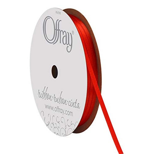 Offray 1/8 Wide Double Face Satin Ribbon, 30 Yards, Red
