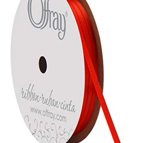 Offray 1/8 Wide Double Face Satin Ribbon, 30 Yards, Red