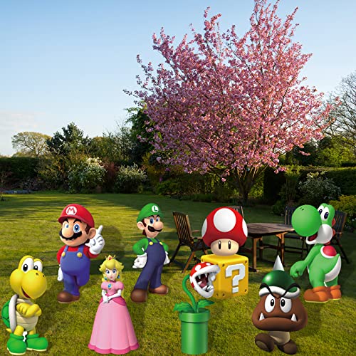 8 Pcs Mario Birthday Party Supplies Mario Birthday Yard Sign with ...