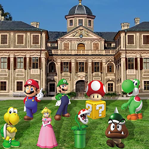 8 Pcs Mario Birthday Party Supplies Mario Birthday Yard Sign with ...