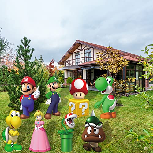 8 Pcs Mario Birthday Party Supplies Mario Birthday Yard Sign with ...
