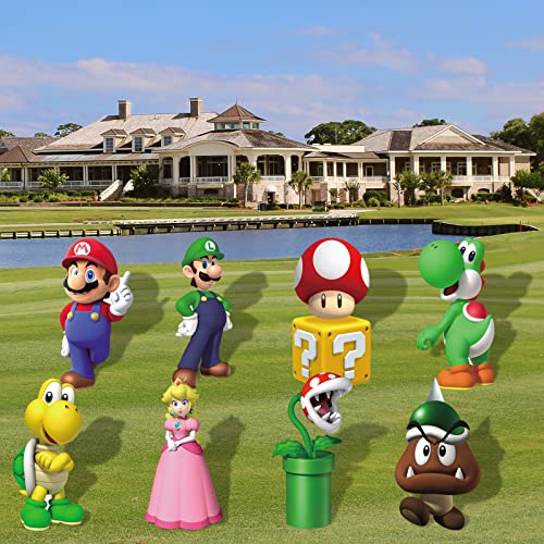 8 Pcs Mario Birthday Party Supplies Mario Birthday Yard Sign with ...