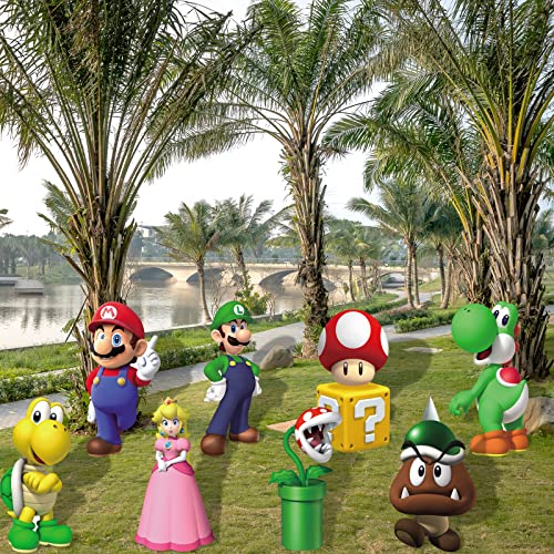 8 Pcs Mario Birthday Party Supplies Mario Birthday Yard Sign with ...