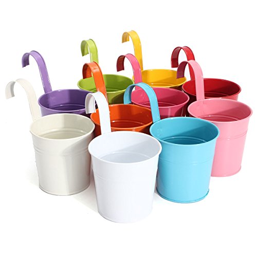 Ogima 10 Piece Metal Iron Hanging Flower Pots, Multicolor