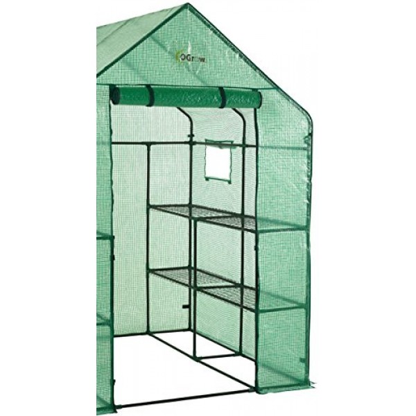 Ogrow OG6868-PE Deluxe WALK-IN 2 Tier 8 Shelf Portable Lawn and G...