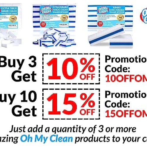 25 Pack Extra Durable Eraser Sponge - Extra Thick, Long Lasting,...