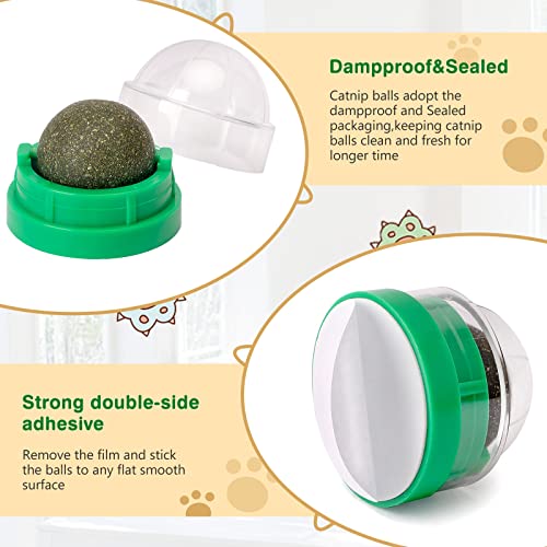 OHALEEP Catnip Ball for Cats Wall, 3 Pack Catnip Toys, Edible Kitt...