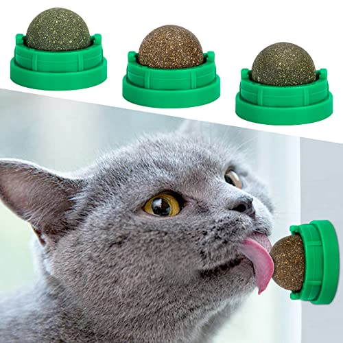 OHALEEP Catnip Ball for Cats Wall, 3 Pack Catnip Toys, Edible Kitt...