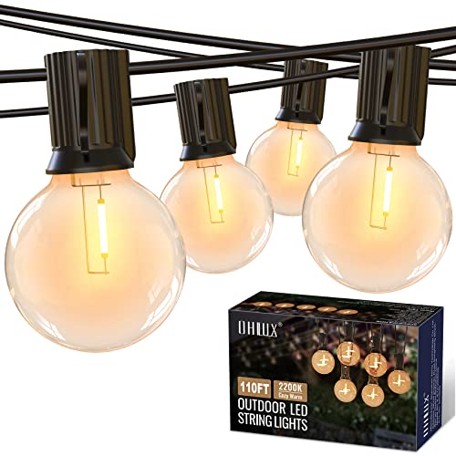OHLUX Outdoor String Lights,110FT Dimmable Patio Lights with 58 G4...