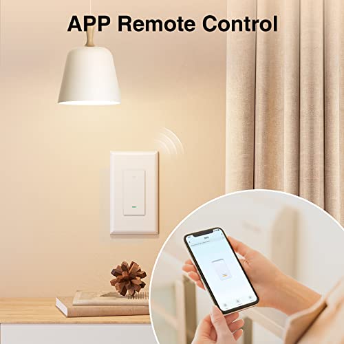 OHMAX Smart Switch, Single Pole Not 3-Way 2.4Ghz WiFi Smart Ligh...