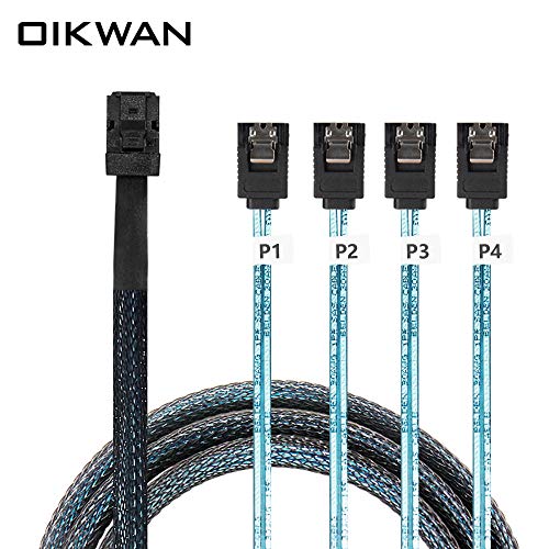 OIKWAN Internal HD Mini SAS to 4XSATA Cable,1.6ft SFF-8643 Host to...
