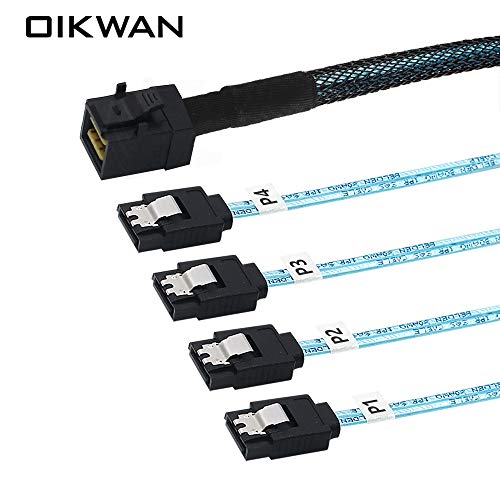 OIKWAN Internal HD Mini SAS to 4XSATA Cable,1.6ft SFF-8643 Host to...