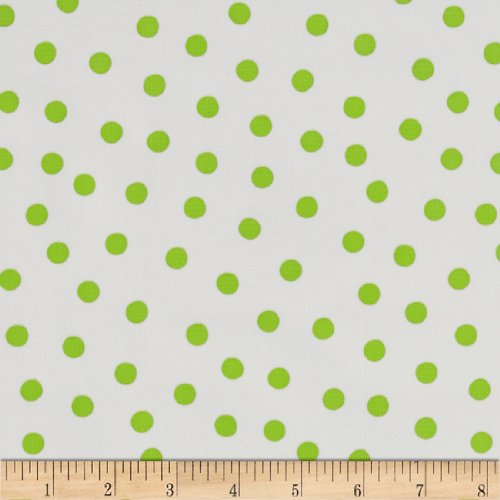 Oil Cloth Polka Dot White/Lime Green Fabric