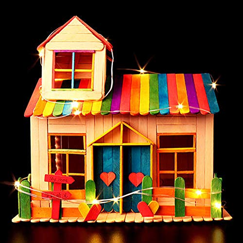 200 PCS 4-1/2 Length Colorful Craft Sticks Colored Wooden Craft St...