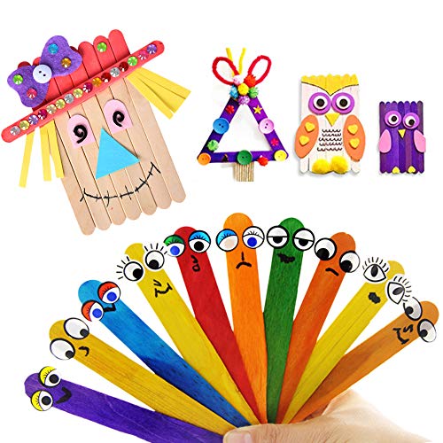 200 PCS 4-1/2 Length Colorful Craft Sticks Colored Wooden Craft St...