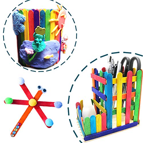 200 PCS 4-1/2 Length Colorful Craft Sticks Colored Wooden Craft St...
