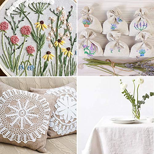 Linen Needlework Fabric,6 Pcs 3 Colors Embroidery Fabric for Garme...